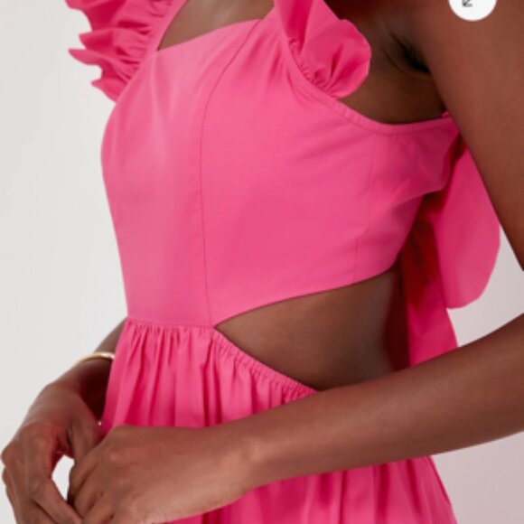 Fuchsia Flutter Sleeve Aspyn Midi Dress - Picture 3 of 5